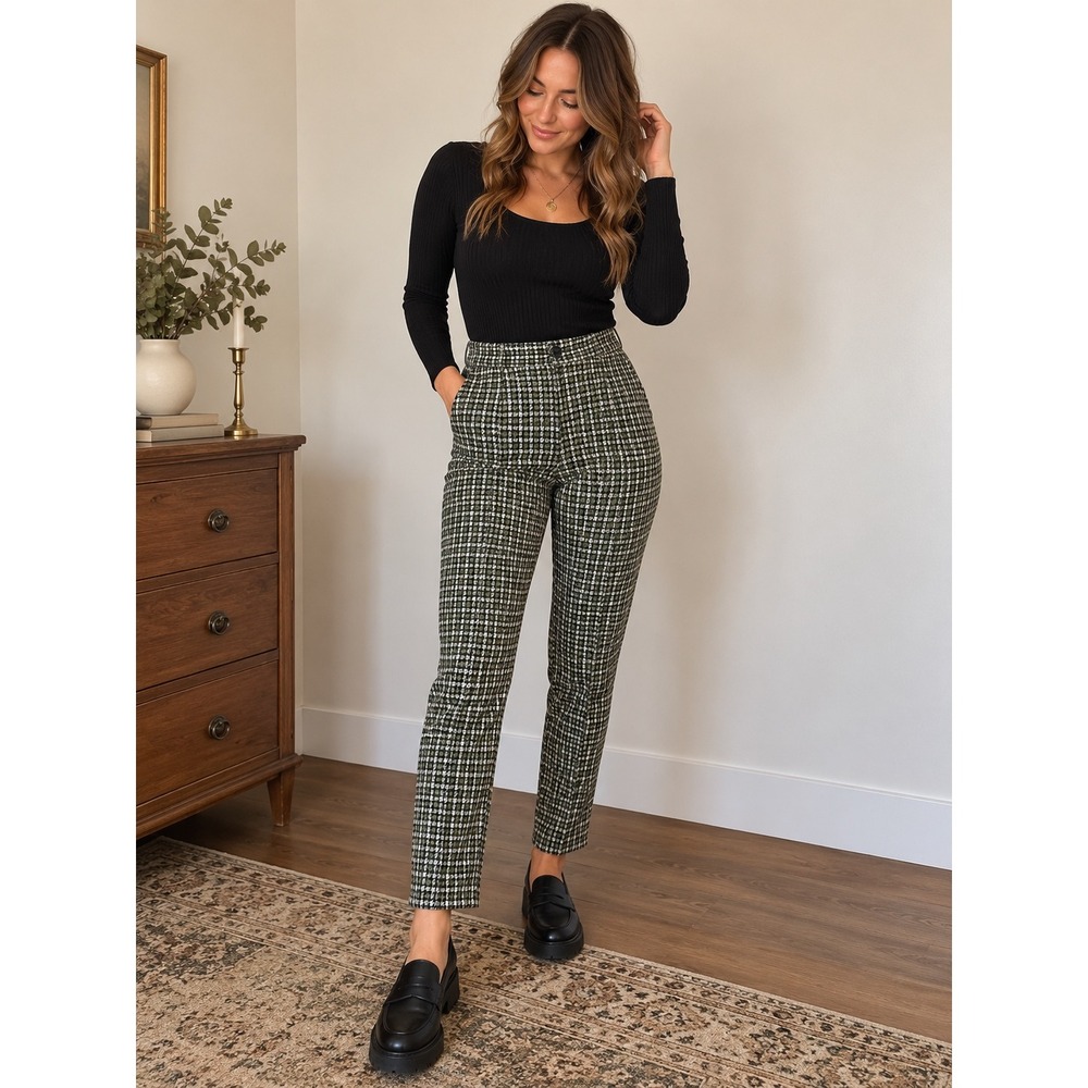 Free People Houndstooth High-Waisted Pants